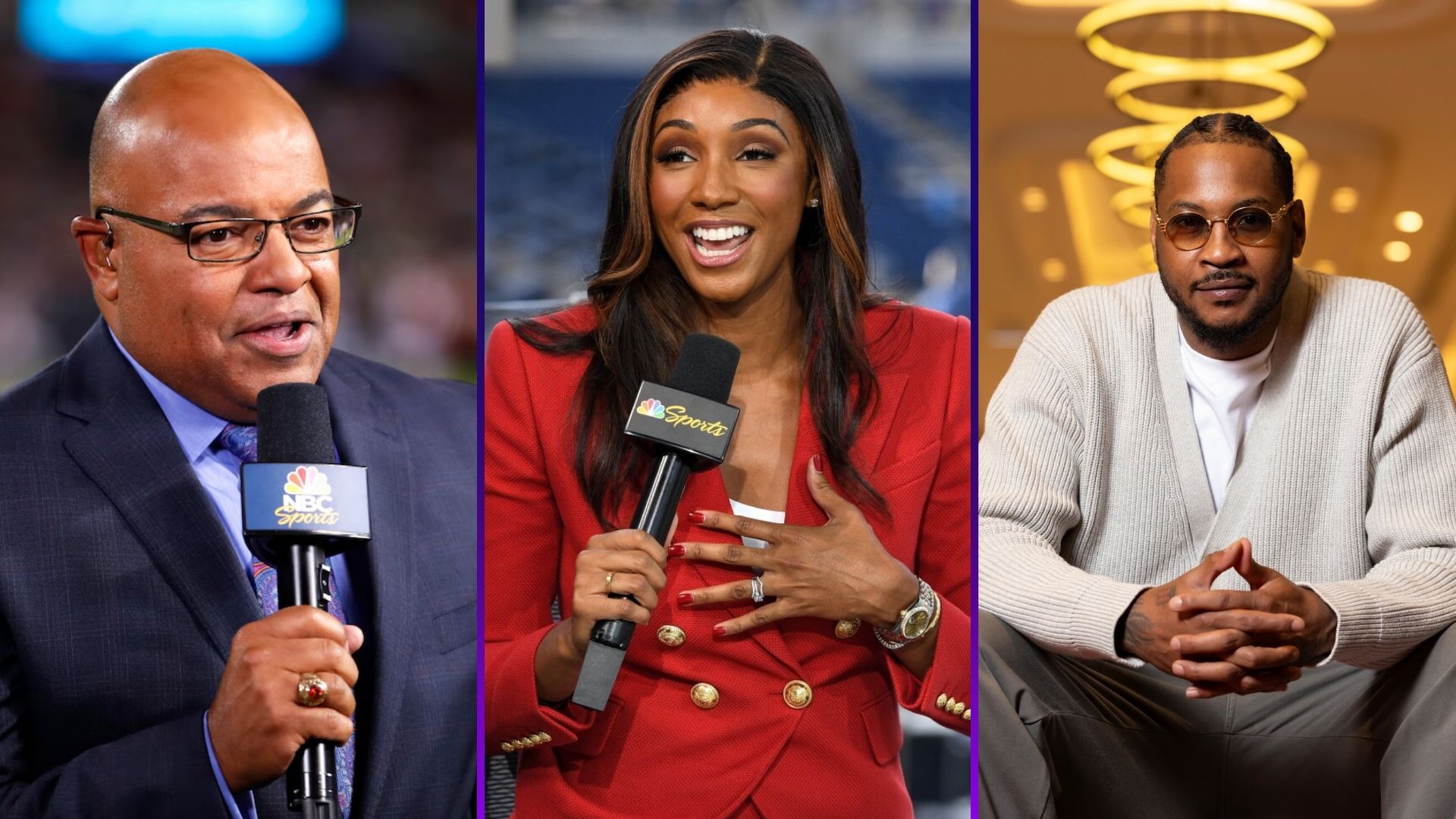 NBC Sports Broadcasters Mike Tirico Maria Taylor Carmelo Anthony